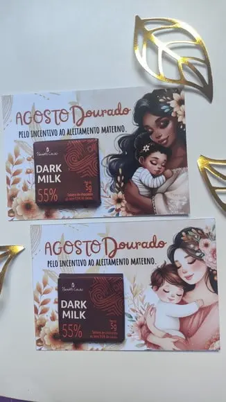 Card com Tablete Cacau Show 5g- Agosto Dourado