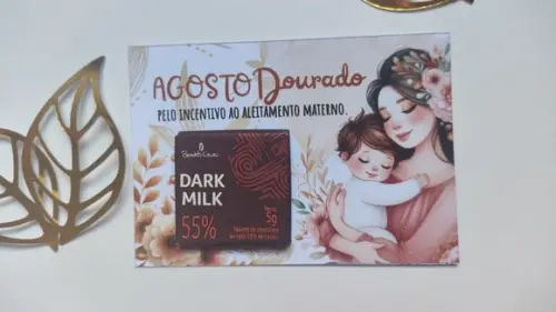 Card com Tablete Cacau Show 5g- Agosto Dourado