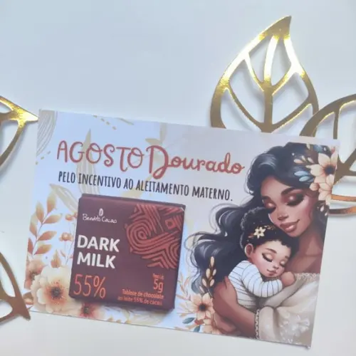 Card com Tablete Cacau Show 5g- Agosto Dourado
