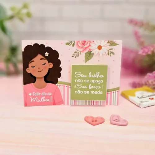 Card com Tablete Cacau Show 5g- Dia da Mulher