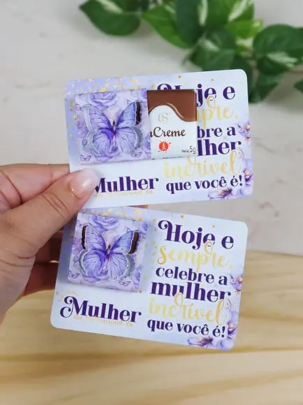 Card com Tablete Cacau Show 5g- Dia da Mulher