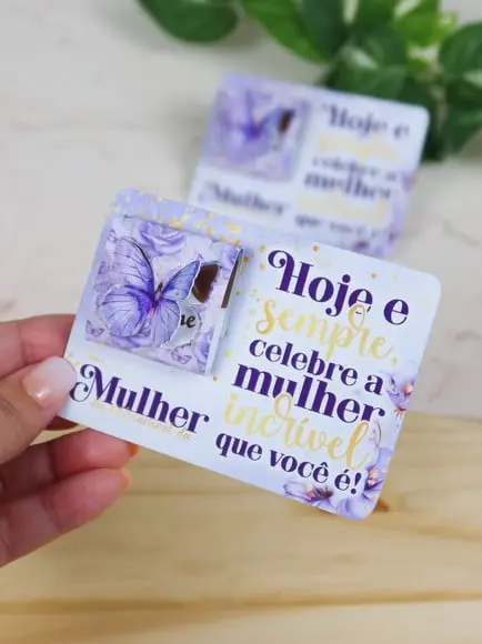 Card com Tablete Cacau Show 5g- Dia da Mulher