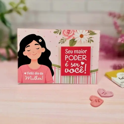 Card com Tablete Cacau Show 5g- Dia da Mulher
