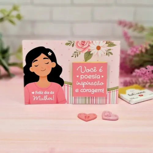 Card com Tablete Cacau Show 5g- Dia da Mulher