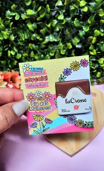 Card com Tablete Cacau Show 5g- Dia da Mulher