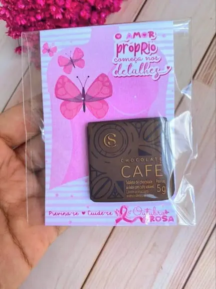 Card com Tablete Cacau Show 5g- Outubro Rosa