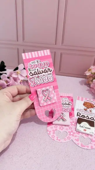 Card com Tablete Cacau Show 5g- Outubro Rosa