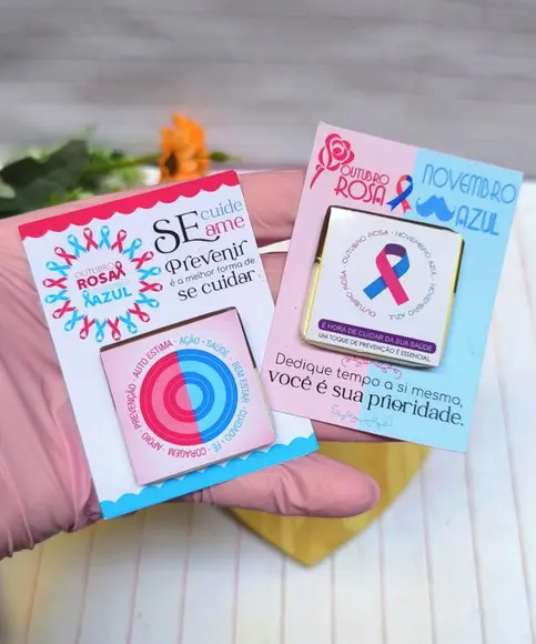 Card com Tablete Cacau Show 5g- Outubro Rosa e Novembro Azul