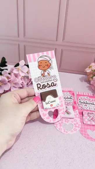 Card com Tablete Cacau Show 5g- Outubro Rosa