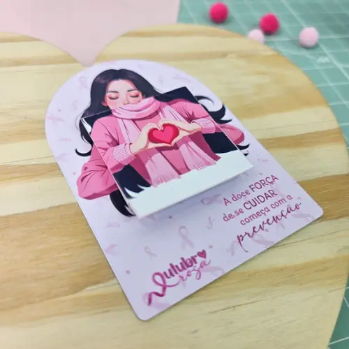 Card com Tablete Cacau Show 5g- Outubro Rosa
