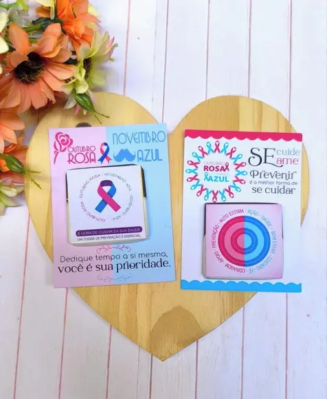 Card com Tablete Cacau Show 5g- Outubro Rosa e Novembro Azul