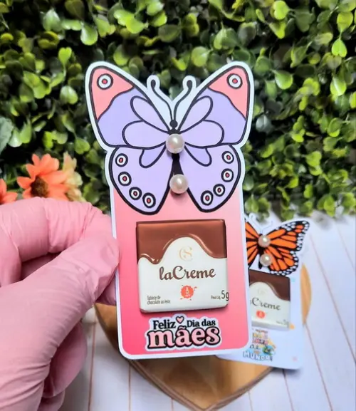 Card com Tablete Cacau Show e Brinco- Dia das Mães