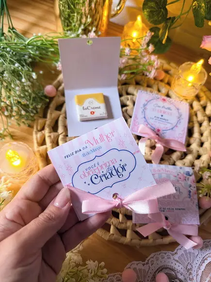 Card com Tablete Cacau Show Lacreme 5g- Dia da Mulher