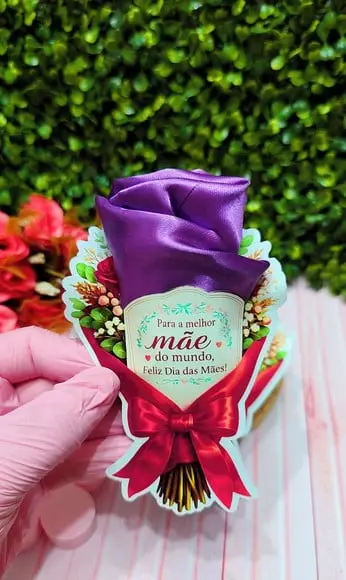 Card com Touca de Cetim- Dia das Mães