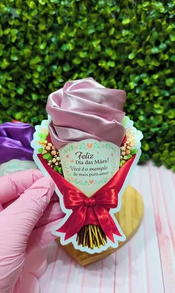 Card com Touca de Cetim- Dia das Mães