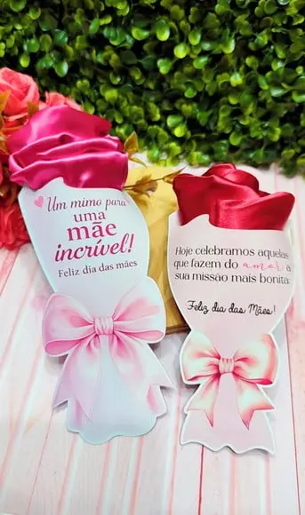 Card com Touca de Cetim- Dia das Mães