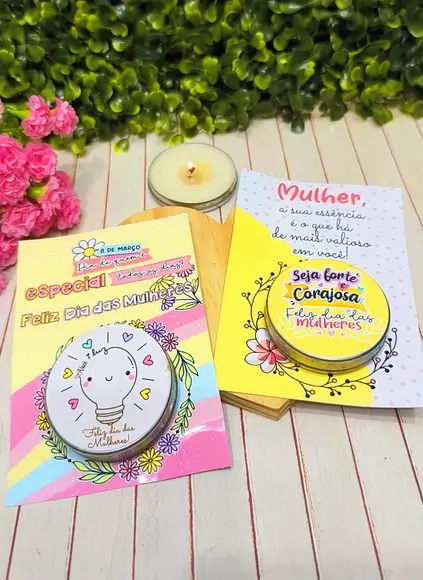 Card com Velinha Aromática- Dia da Mulher