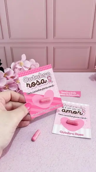 Card e Cápsula com Frase Motivacional- Outubro Rosa