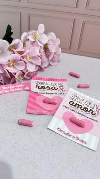 Card e Cápsula com Frase Motivacional- Outubro Rosa