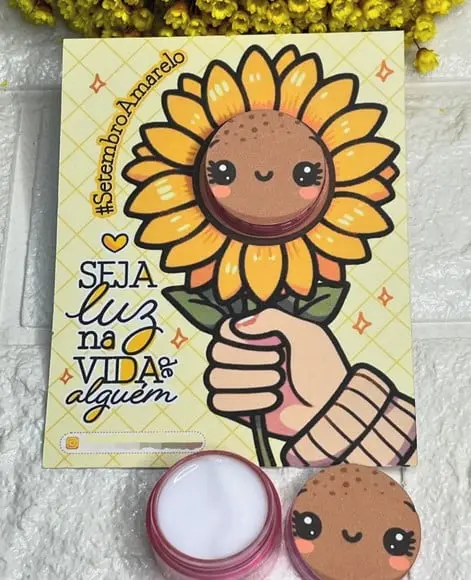 Cartão + Potinho com Mini Hidratante- Setembro Amarelo