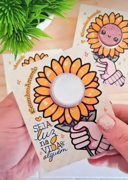 Cartão + Potinho com Mini Hidratante- Setembro Amarelo