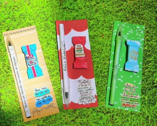 Cartão com Balinha e Caneta- Natal/ Boas Festas
