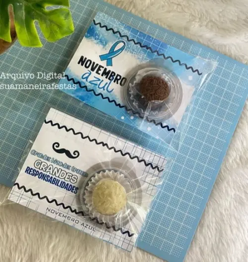 Cartão com Blister (suporte para Docinhos)- Novembro Azul