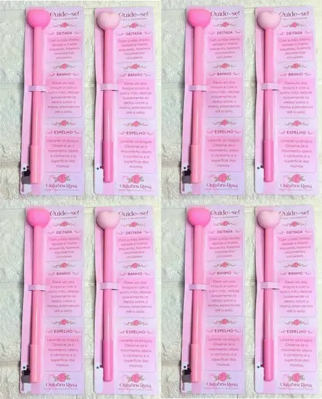 Cartão com Caneta Coração- Outubro Rosa