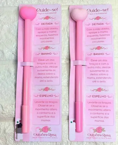 Cartão com Caneta Coração- Outubro Rosa