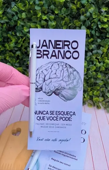 Cartão com Caneta Branca- Janeiro Branco