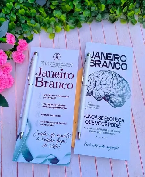 Cartão com Caneta Branca- Janeiro Branco