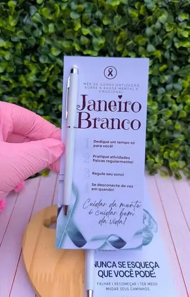 Cartão com Caneta Branca- Janeiro Branco