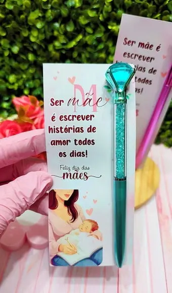 Cartão com Caneta Diamante- Dia das Mães