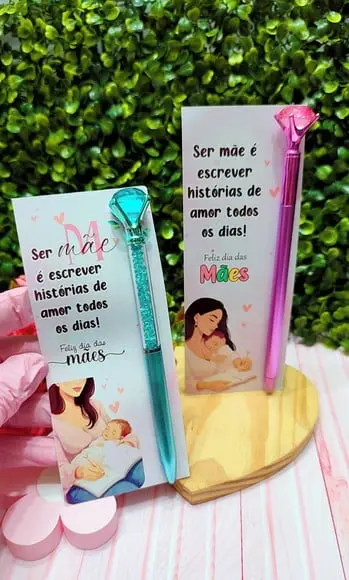 Cartão com Caneta Diamante- Dia das Mães
