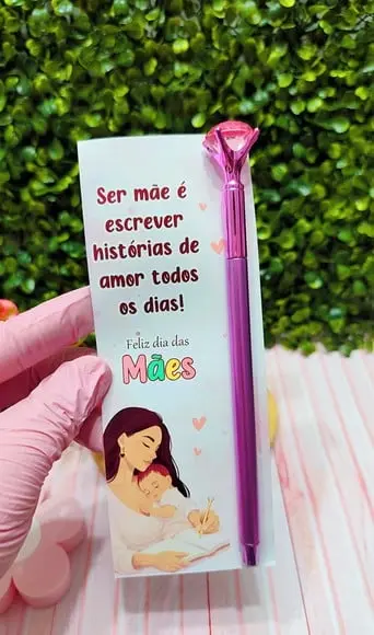 Cartão com Caneta Diamante- Dia das Mães