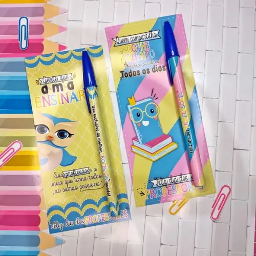 Cartão com Caneta e Balinha- Dia dos Professores