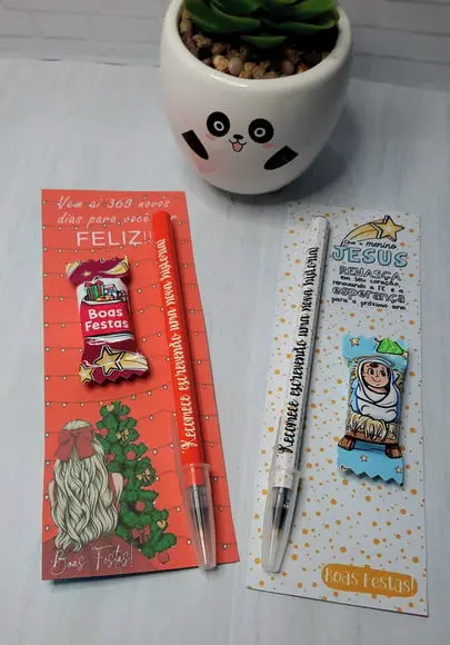 Cartão com Caneta e Balinha- Mimo Natal