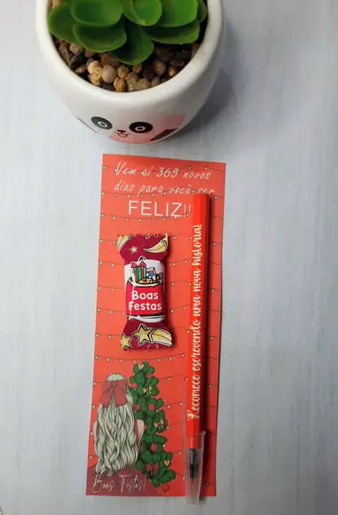 Cartão com Caneta e Balinha- Mimo Natal