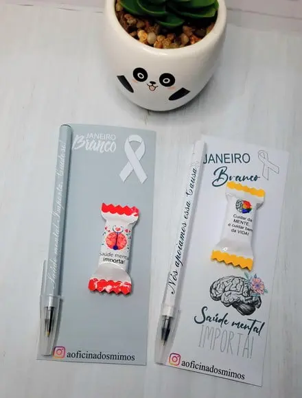 Cartão com Caneta e Balinha- Saúde Mental