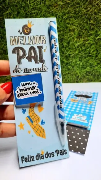Cartão com Caneta e Chocolate Cacau Show 5g- Dia dos Pais