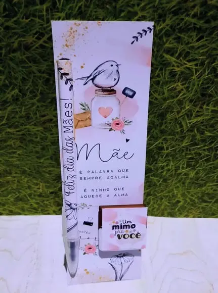 Cartão com Caneta e Chocolatinho Cacau Show 5g- Dia das Mães