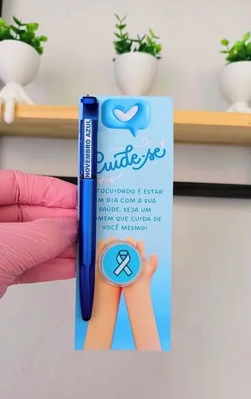 Cartão com Caneta e Mini Loção Pós Barba- Novembro Azul