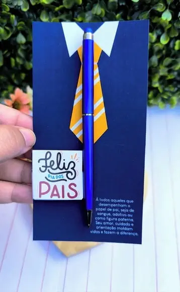 Cartão com Caneta e Tablete Cacau Show 5g- Dia dos Pais