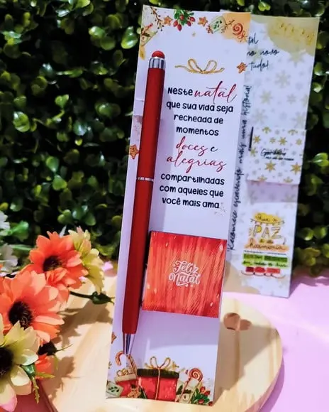 Cartão com Caneta e Tablete Cacau Show 5g- Natal