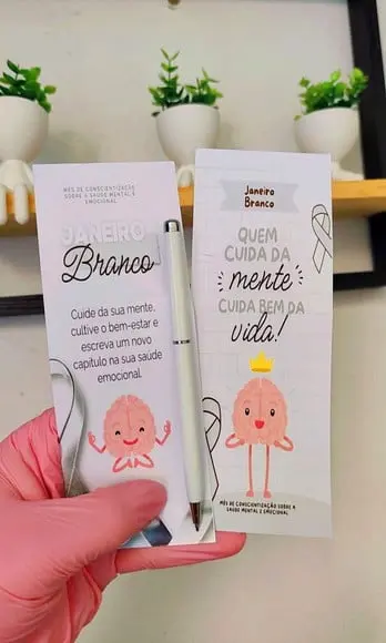 Cartão com Caneta Lux- Janeiro Branco
