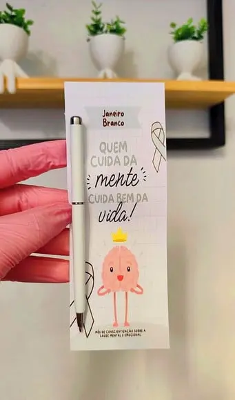 Cartão com Caneta Lux- Janeiro Branco