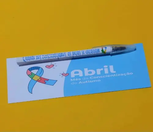 Cartão com Caneta- Abril Azul