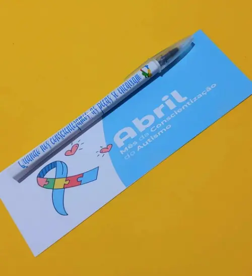 Cartão com Caneta- Abril Azul