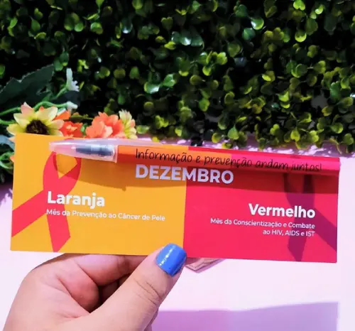 Cartão com Caneta- Dezembro Laranja e Vermelho