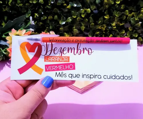 Cartão com Caneta- Dezembro Laranja e Vermelho